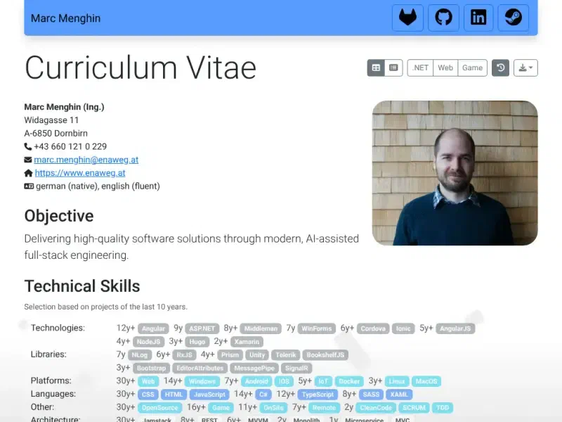 Marc Menghin's interactive CV